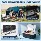 OLIXIS Portable Car Refrigerator, 17QT Single-Zone Electric Cooler for Vehicles, -4℉-68℉ Freezer Smart Control via Bluetooth with Car Battery Protection, Child Lock, 12/24V DC & 100-240V AC Powered