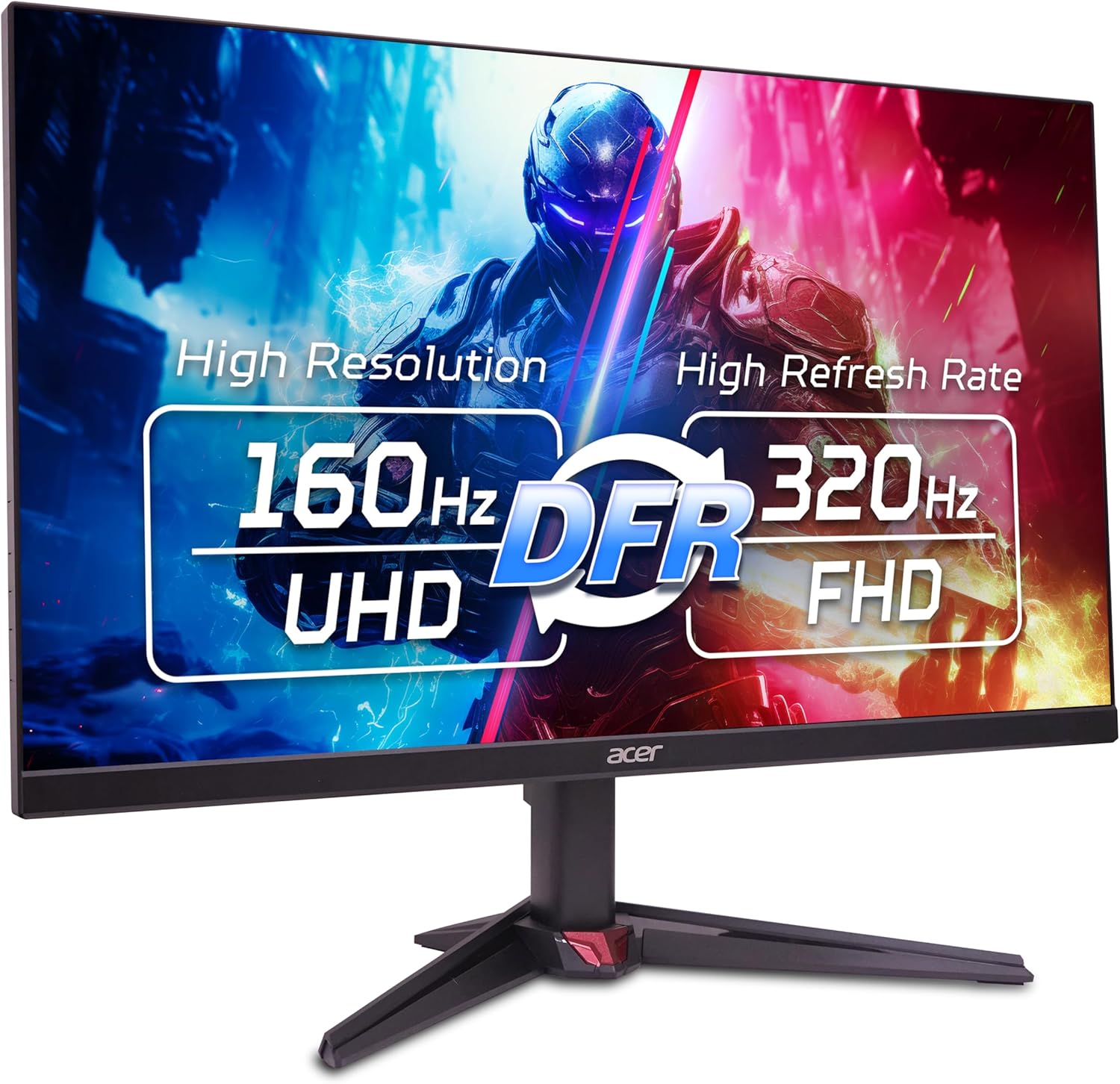 acer Nitro 27” 4K UHD 3840 x 2160 Gaming IPS Monitor | AMD FreeSync Premium | Up to 160Hz Refresh Rate with DFR to FHD 320Hz| Up to 0.5ms | 1 x Display Port 1.4 & 2 x HDMI 2.1 Ports | VG270K V4bmiipx