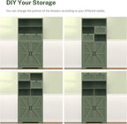 TEENFON Bathroom Cabinet with Adjustable Shelf & 2 Drawers, Farmhouse Storage Cabinet with 2 Doors, Kitchen Storage Cabinets for Living Room, Entryway, Home Office, Forest Green