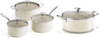 Redchef Cooking Pot Set Induction 5Qt, Saucepan Set 2.5/3.5Qt and 5 Qt Stock Pot with Lid, Compatible All Cooktops, Even Heat, Stay-Cool Handles, PTFE PFAS Free (Beige)
