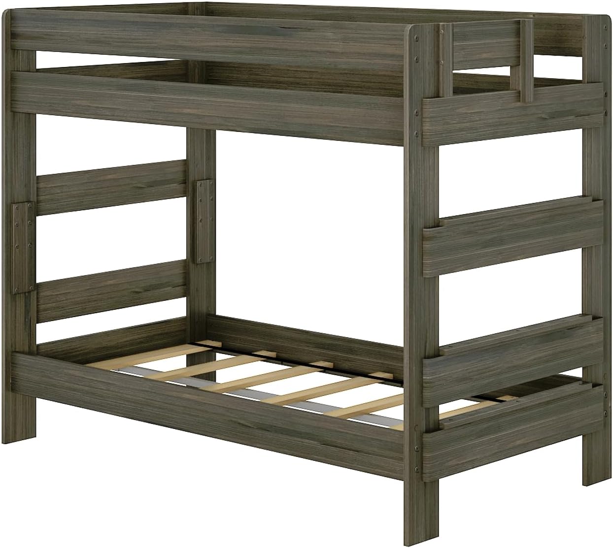 Max & Lily Bunk Bed, Twin-Over-Twin Bed Frame For Kids, Solid Wood Bunk Bed for Kids, No Box Spring NeededBarnwood Brown