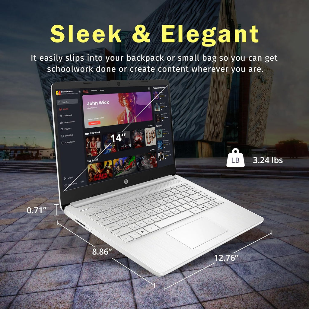 HP Stream 14" HD BrightView Laptop  Intel Celeron N150  16GB RAM  288GB Storage (128GB UFS + 160GB Docking Station Set)  Intel UHD Graphics  720p Webcam  Wi-Fi  1 Year Office 365  Win 11 S  Silver