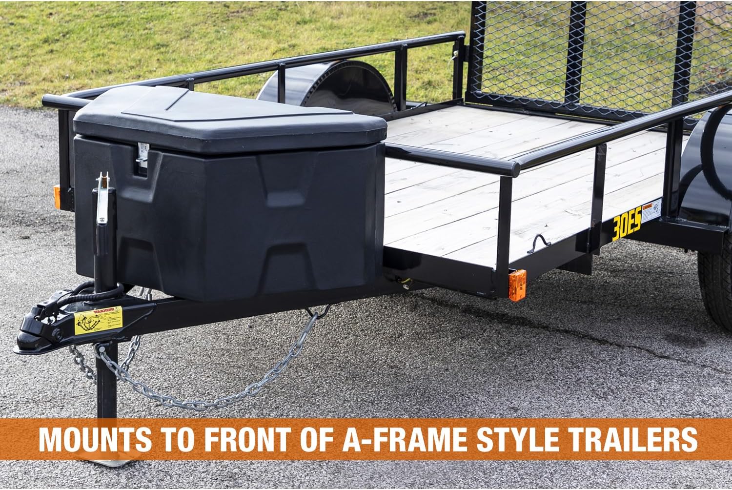 Buyers Products 1701680 Black Poly Trailer Tongue Truck Tool Cargo Storage Box,18 x 19 x 36 Inch, Made In The USA, Trailer Tongue Box For Storage And Organization, Trailer Storage Box