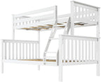 Max & Lily Bunk Bed Twin Over Full Size with Ladder, Solid Wood Platform Bed Frame with Ladder for Kids, 14" Safety Guardrails, Easy Assembly, No Box Spring Needed, White