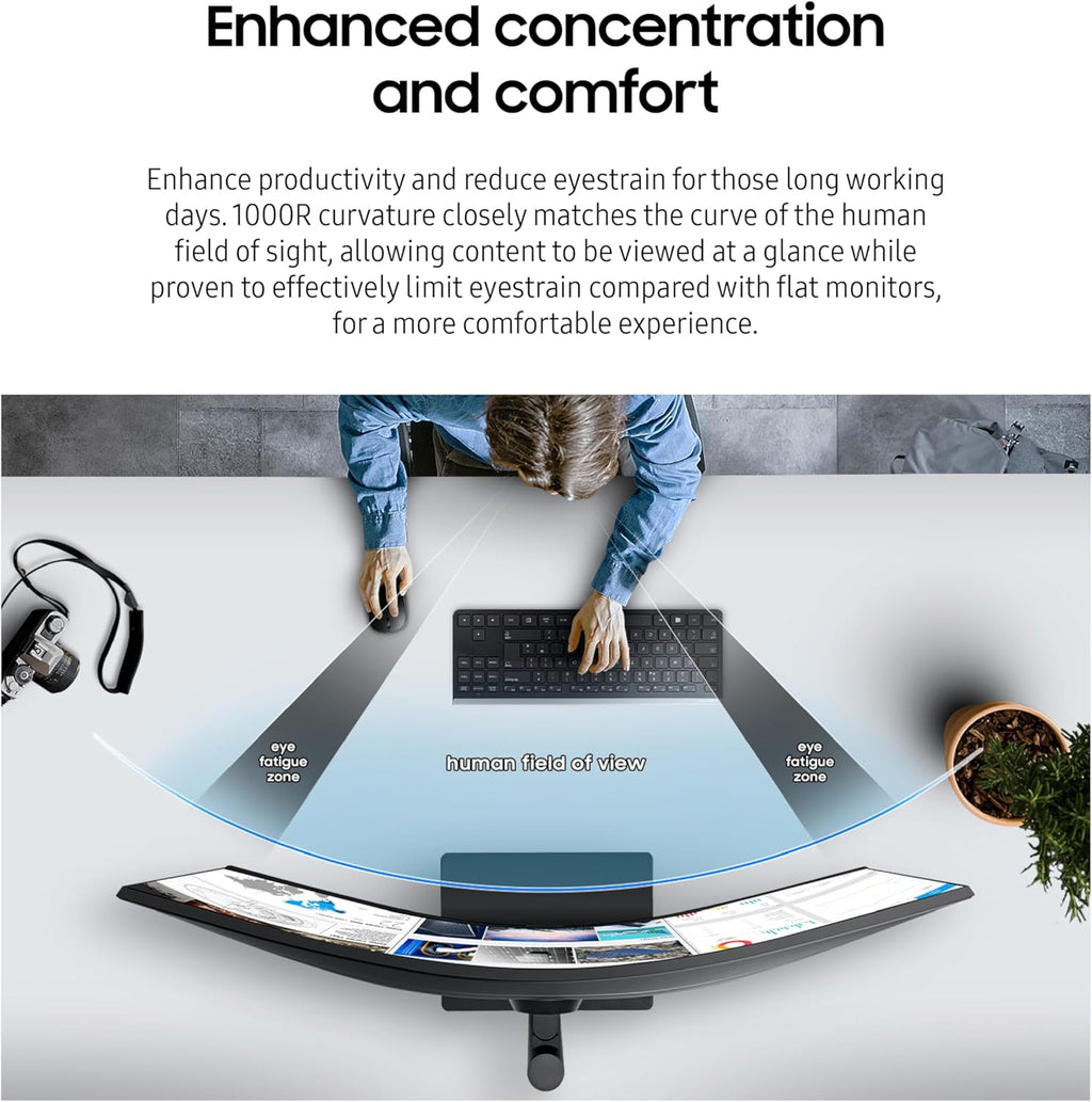 SAMSUNG Viewfinity S65UA Series 34-Inch Ultrawide QHD Curved Monitor  100Hz  USB-C  HDR10 (1 Billion Colors)  Height Adjustable Stand  TUV-certified Intelligent Eye Care (LS34A654UBNXGO) Black