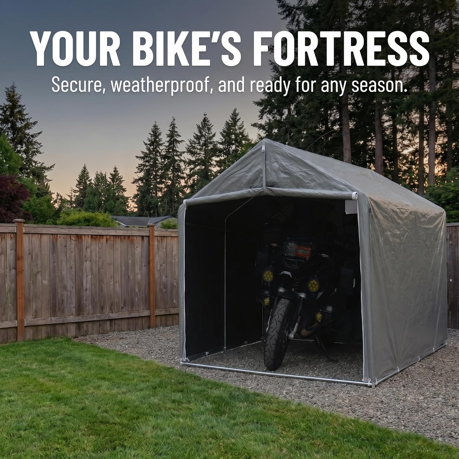 Bike Storage Shed Tent,8 * 6 * 6.2ft Outdoor Storage Shed, Carport, Canopy Shelter with 160g PE Fabric Coated with Silver Waterproof,Bike Covers Shelter for Bicycles,Garden Tools,Various Tools
