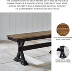 Signature Design by Ashley Wildenauer Farmhouse 50" Dining Bench, Dark Brown & Black