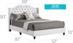 GDFStudio PU Upholstered Bed Frame with Padded Wingback Headboard, Transitional Platform Design, Box Spring Required, Easy Assembly, Full Size Bed for Modern and Classic Bedrooms,50" H White