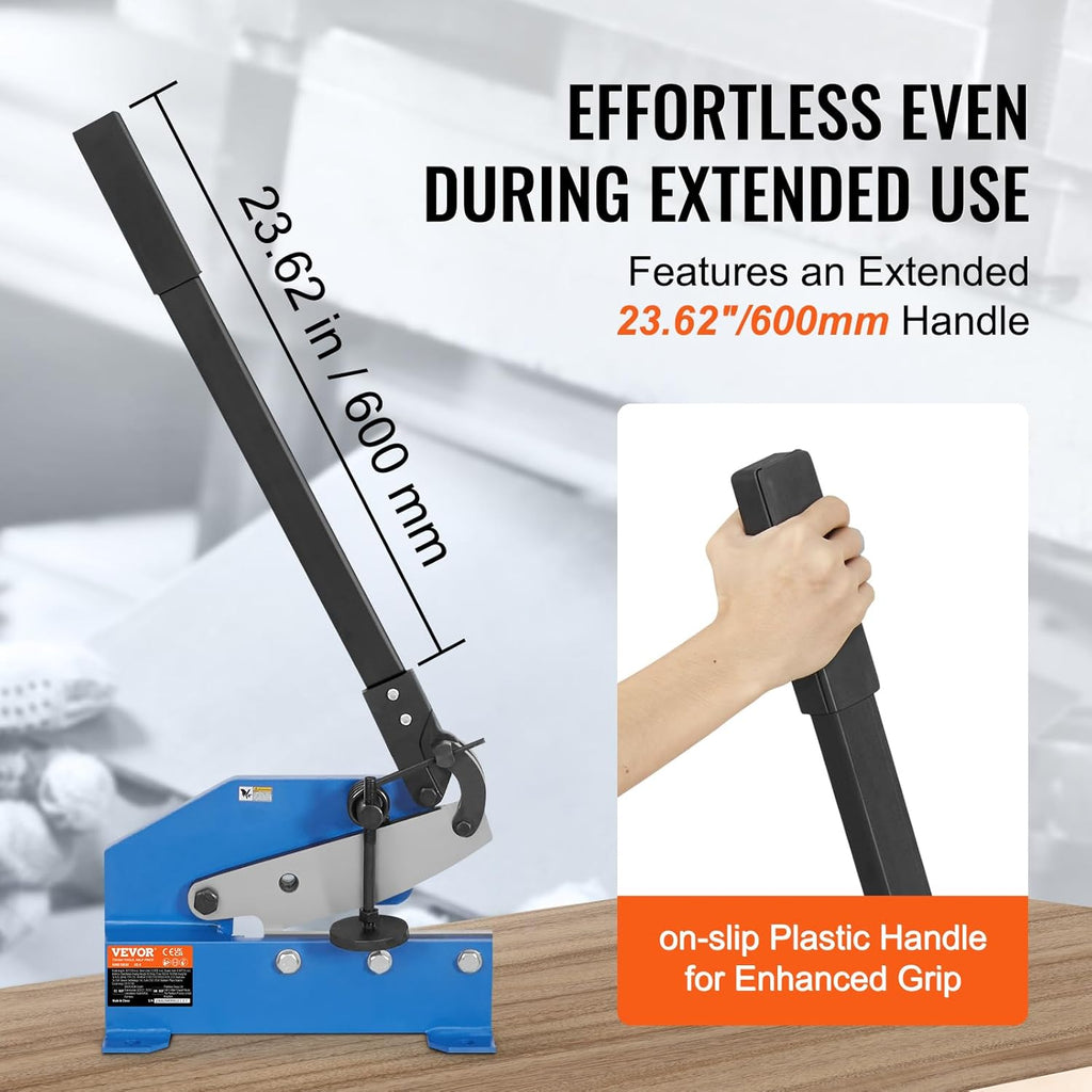 VEVOR Hand Plate Shear 8", Manual Metal Cutter Cutting Thickness1/4 Inch Thick Max, Metal Steel Frame Snip Machine Benchtop 7/16 Inch Rod, for Shear Carbon Steel Plates and Bars , Blue