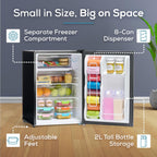 Igloo 2.6 Cu.Ft Mini Fridge with Freezer- Single Door Compact Refrigerator with Glass Shelves for Homes, Dorms & Offices- Keep Snacks, Drinks & Frozen Foods Cool with Temperature Control Fridge- Black