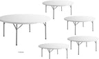 PRO&Family 72" Round Heavy Duty Granite White Plastic Folding Table, 10 Seater, Indoor/Outdoor Use, Foldable Legs, Rubber Feet
