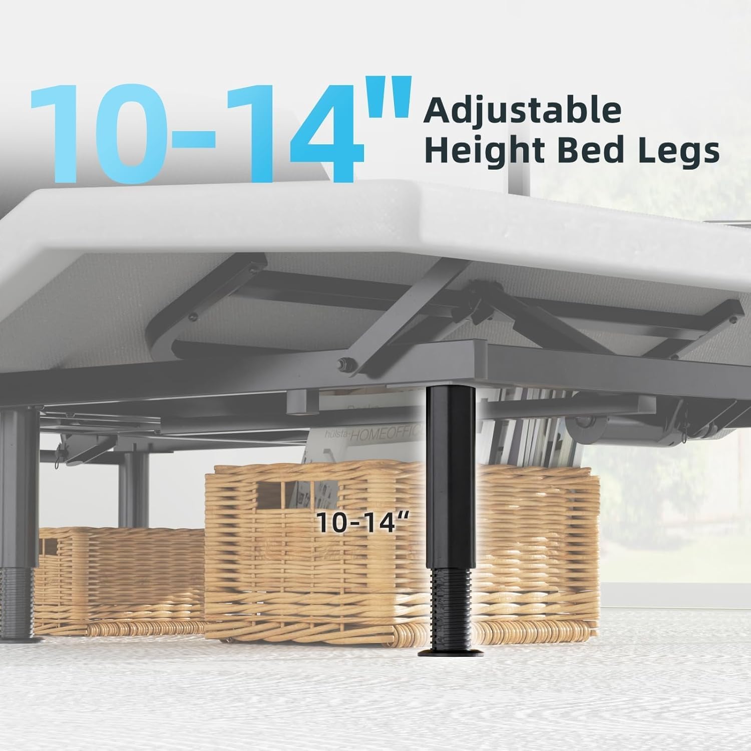 Queen Adjustable Bed Base Frame, Massage & Wireless Remote, Dual USB Ports,Ergonomic Upholstered Bed Frame, Lift Motor, Under Bed Lighting, Independent Head and Foot Tilt