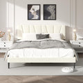 King Size Bed Frame with Fabric Upholstered Headboard, Platform Bed with Wooden Slats Support, Fully Mattress Foundation, Box Spring Optional, Easy Assembly