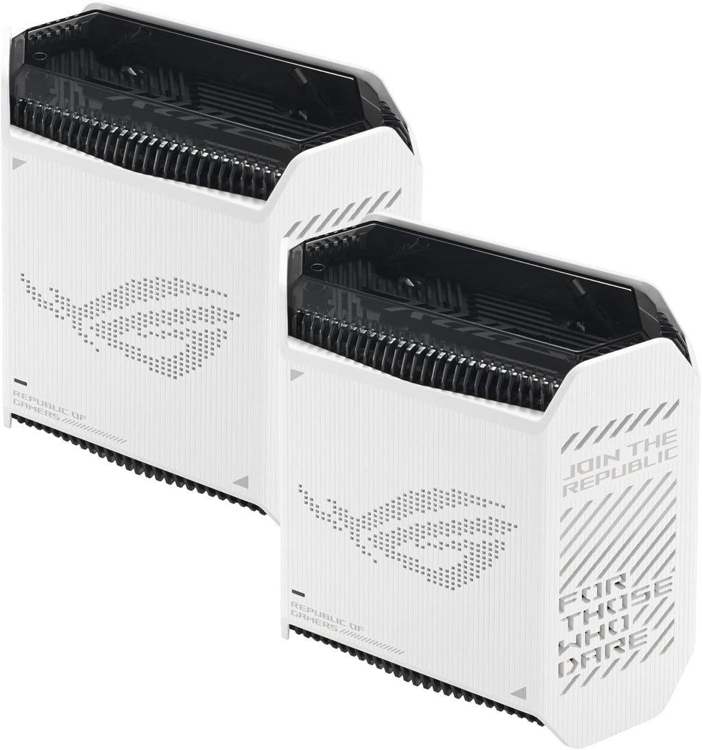 ASUS ROG Rapture GT6 (2PK) AX10000 Tri-Band WiFi 6 Gaming Mesh System  Covers up to 5 800 sq ft  2.5 Gbps Port  Triple-Level Game Acceleration  UNII 4  Free Lifetime Internet Security  Moonlight White