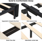 Queen Size Bed Frame 54" Tall Headboard with Gorgeous Button Tufted and Nail, Velvet Fabric Upholstered Bed Frame includes 4 Under-bed Storage Drawers, Wooden Slats, Noise-Free, Easy Assembly, Beige