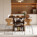 FUQARHY Dining Table for 4, Small Rectangular Kitchen Table for 2 with 3-Tier Storage Shelf, Farmhouse Modern Fluted Wood Table (Walnut)