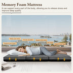 Tri Folding Mattress Queen Size - Memory Foam Tri-fold Mattres, Handle & Non-Slip Bottom, Portable Foldable Sofa Bed Floor Chair for Travel RV Camping Guest Yoga - 4 Inch, 78"x58"x4"