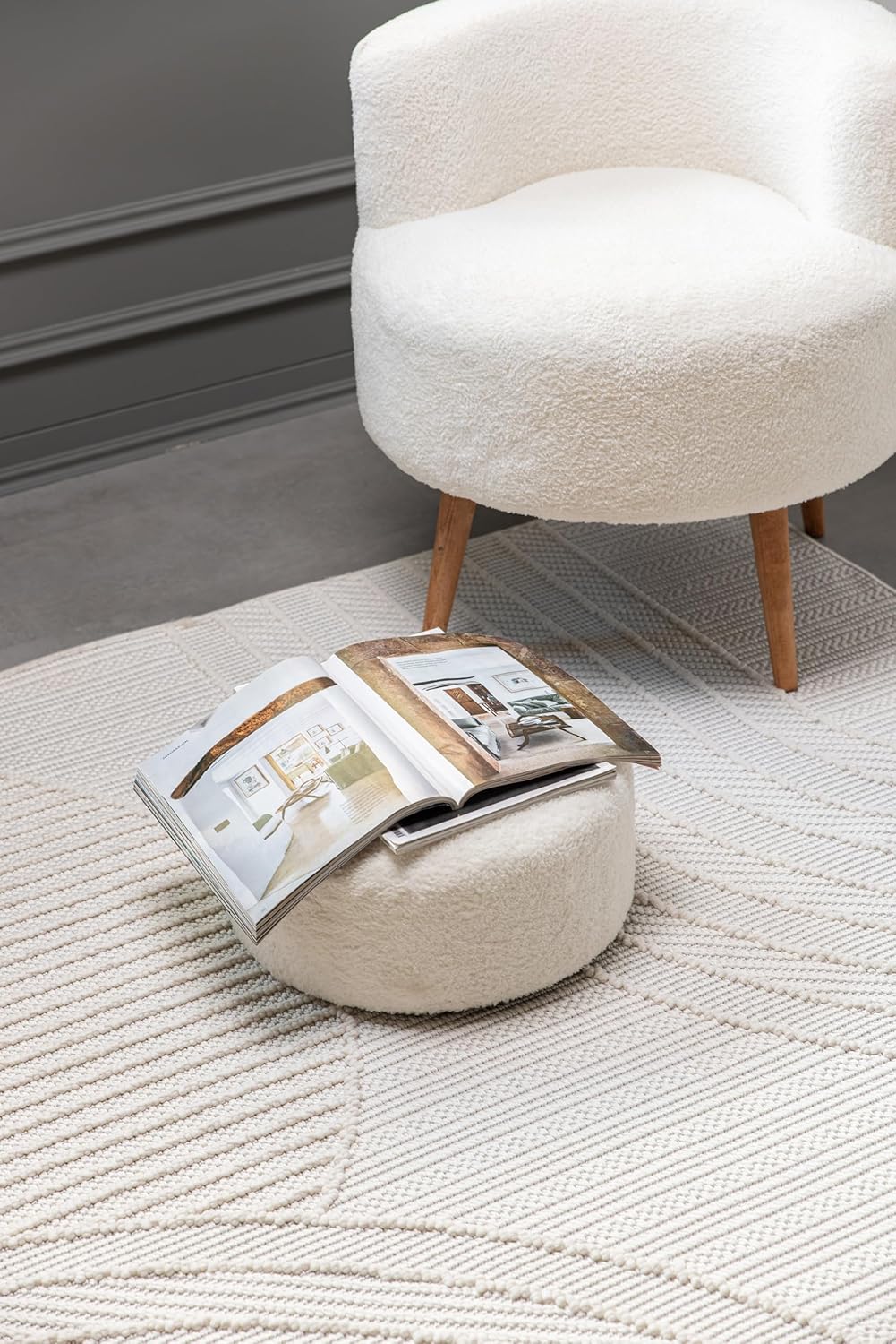 CAMILSON Micro Loop Rug 9x12 Modern Luxury Geometric Arch Large Area Rugs Soft High and Low Pile Stain Resistant Easy-Cleaning Non-Shedding for Living Room Office Indoor Carpet (9 x 12 / White)