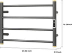 Electric Towel Warmer Rack,Heating Towel Warmer,Timer & Temperature Control,Wall-Mounted Plug-in for Bathroom, Gunmetal Grey,Stainless Steel,4-Bar(16.54x23.62x5.51in)