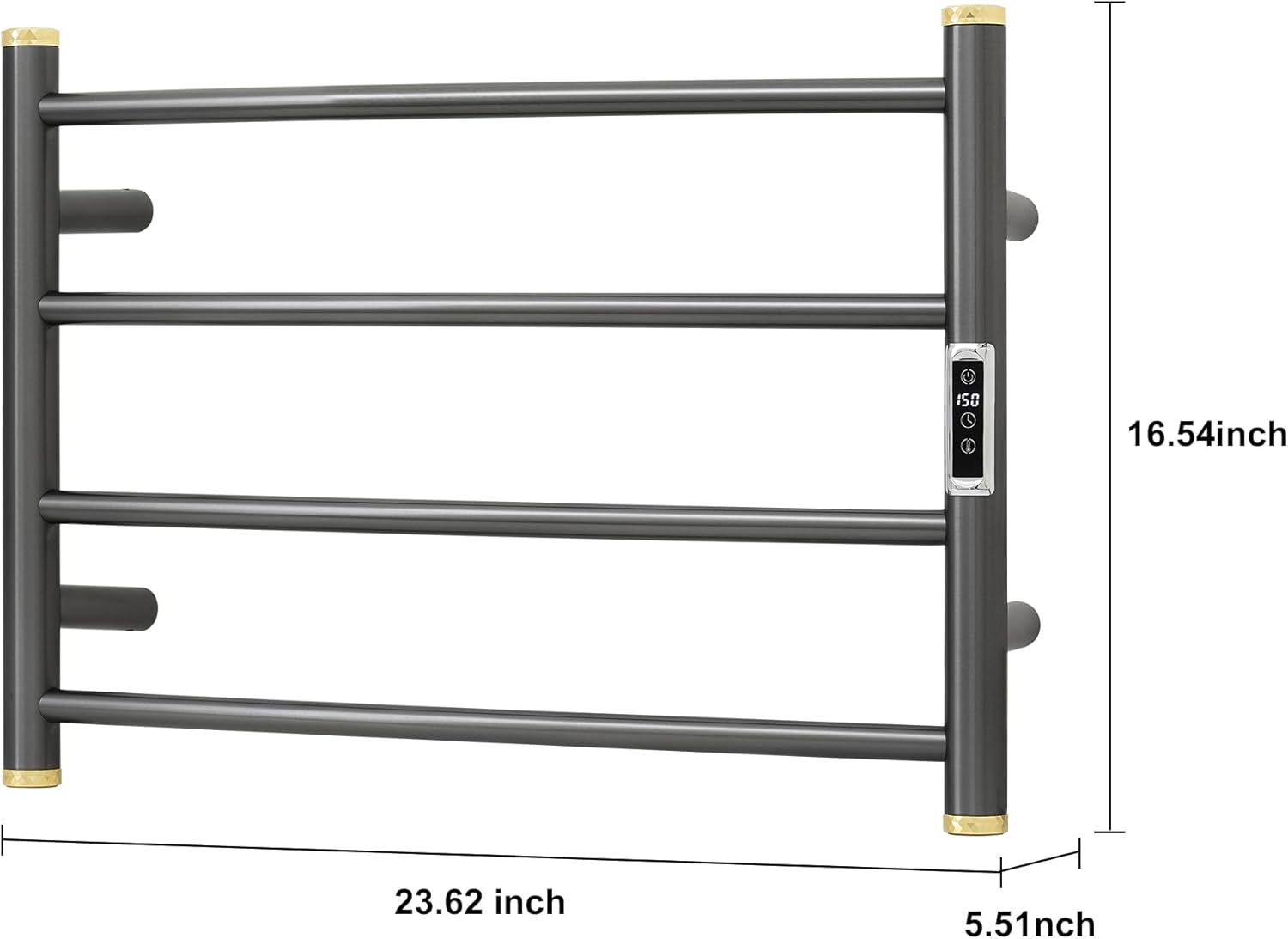 Electric Towel Warmer Rack,Heating Towel Warmer,Timer & Temperature Control,Wall-Mounted Plug-in for Bathroom, Gunmetal Grey,Stainless Steel,4-Bar(16.54x23.62x5.51in)