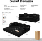 MoonSpeak 78.8''Sleeper Couch Bed for Livingroom .Convertible Modular Sofa with Armrest Pillow .Modular Fldable Corduroy Couches in a Box,No Assembly (Black)