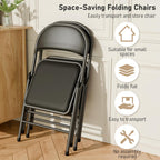 Black Padded Folding Chairs 6 Pack, 350LBS Heavy-Duty Steel Frame Foldable Chairs for Indoor Outdoor Wedding Party Dining Events