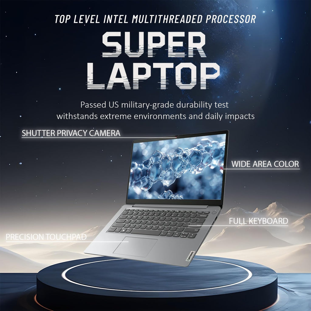 Lenovo IdeaPad Laptop with Microsoft Office  12GB RAM  1.2TB(1TB Cloud & 256GB Storage)  Intel High Performance CPU  11 Hour Battery  SD-Card Reader  Webcam + USB-C  WOWPC Recovery USB  Windows 11