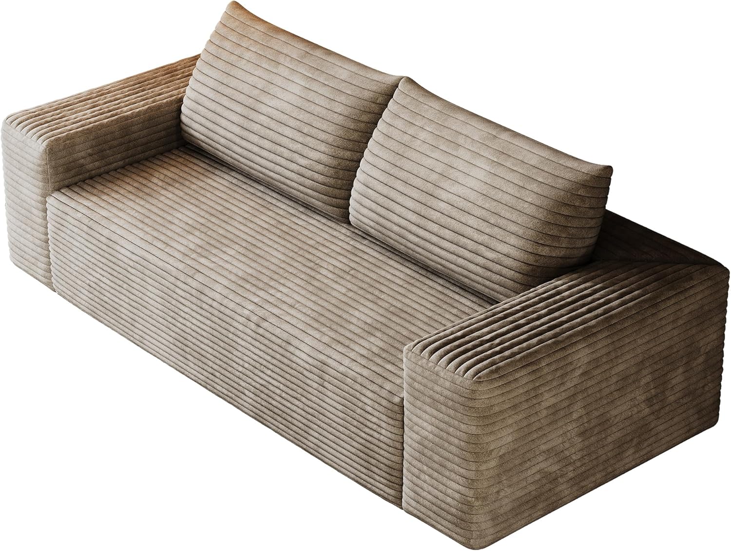 3 Seater Couch for Living Room, 71.3 INCH Fluffy Corduroy Boneless Couch Cloud Loveseat with Wide Armrest, Upholstered Floor Sofa in A Box, No Assembly Required