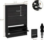 Shoe Cabinet with 3 Flip Drawers, 31.5" W Narrow Shoe Storage Cabinet for Entryway, Slim Shoe Organizer with Adjustable Shelves, Freestanding Shoe Rack for Hallway, Living Room, Black