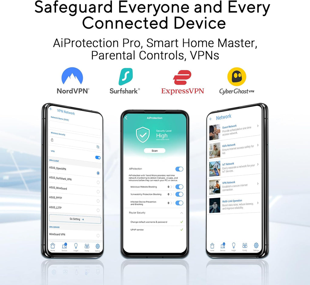 ASUS RT-BE92U BE9700 Tri-Band WiFi 7 Router  Supports New 320MHz Bandwidth & 4096-QAM  MLO  AI WAN Detection  AiMesh Support  Subscription-Free Network Security & Comprehensive VPN Features