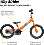 Strider 14x Classic, Balance Bike for Kids 3 to 6 Years - Includes Custom Grips, Padded Seat, Performance Footrest & All-Purpose Tires - Easy Assembly & Adjustments