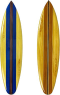 Zeckos Set of 2 Hand Carved Wooden Striped Surfboard Wall Decor Hangings - 39 Inches Long - Easy to Hang - Coastal Vibes, Bringing Beachside Serenity to Your Home