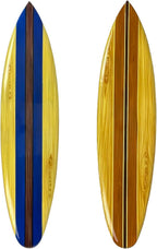 Zeckos Set of 2 Hand Carved Wooden Striped Surfboard Wall Decor Hangings - 39 Inches Long - Easy to Hang - Coastal Vibes, Bringing Beachside Serenity to Your Home