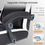 Sweetcrispy Computer Gaming Chair - Ergonomic Desk Chair with Footrest and Lumbar Support, High Back Height Adjustable Task Chair with Linkage Armrests and Headrest, 360° Swivel Wheels, Black