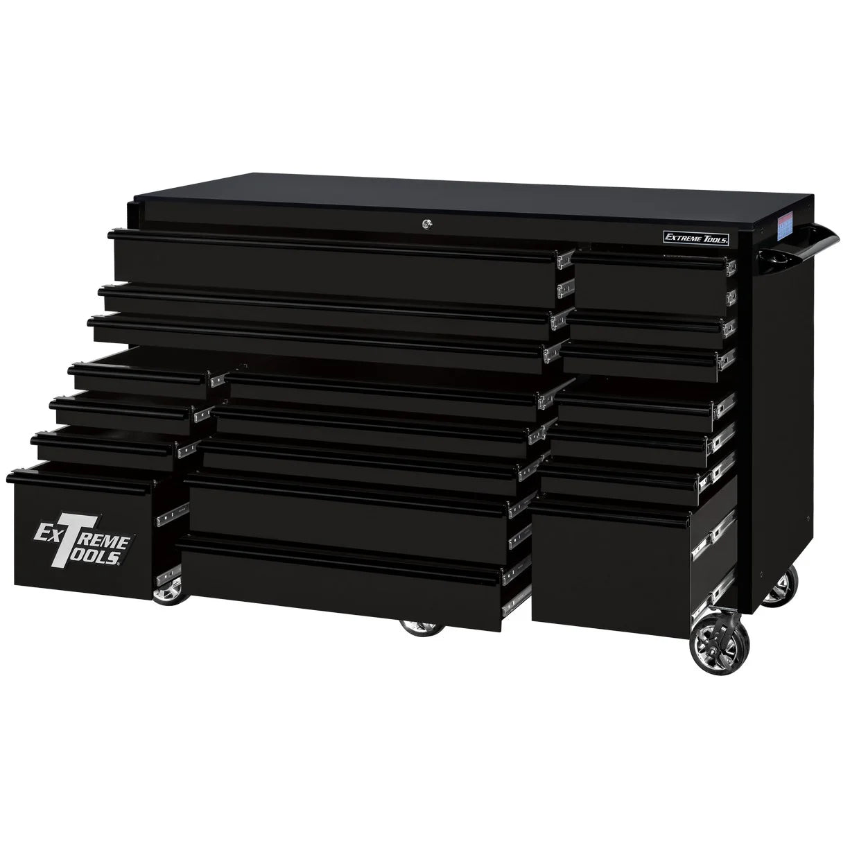 Extreme Tools RX250 Series 72-in x 30-in Roller Cabinet 19-Drawer 250 lb Drawer Slides