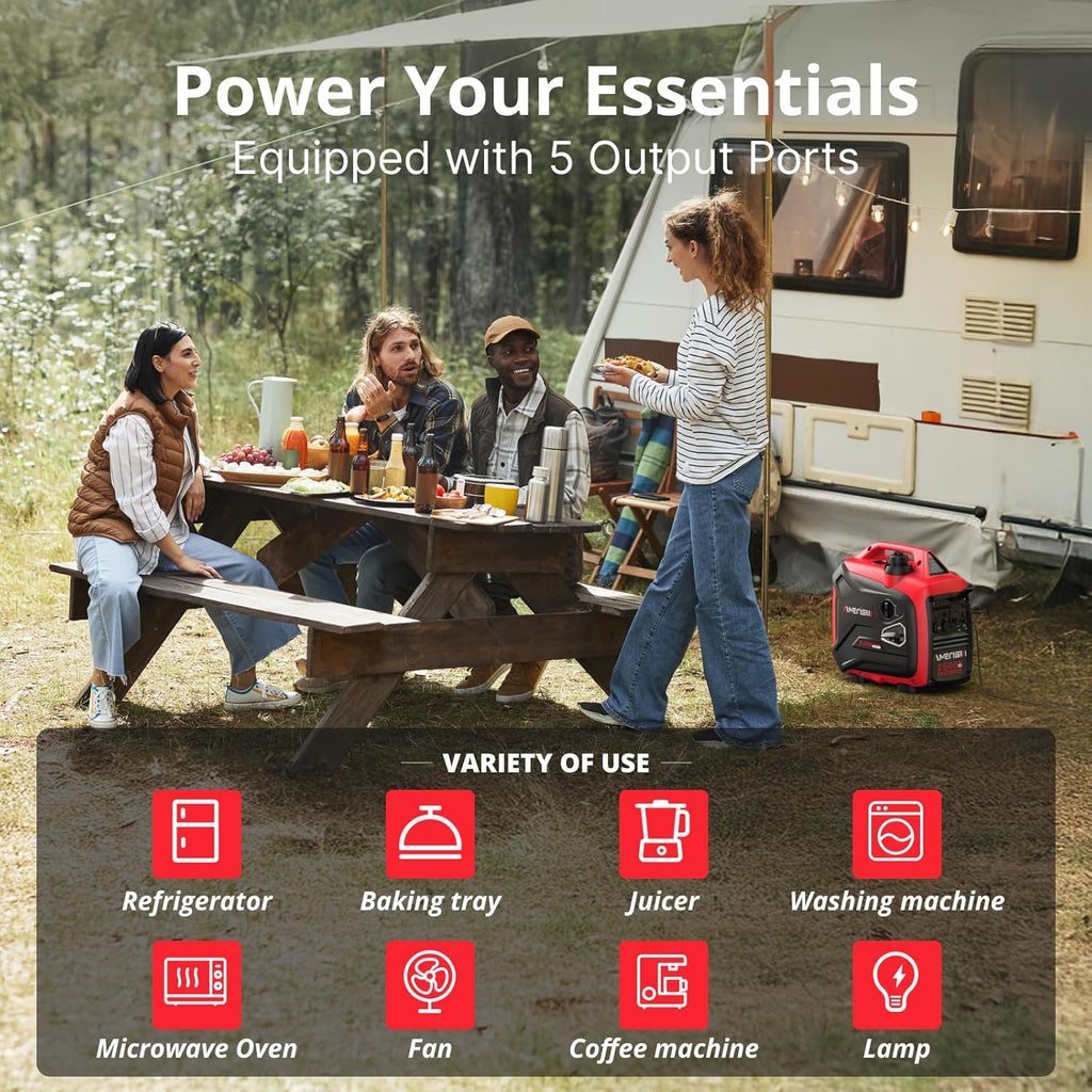 2500-Watt Inverter Generator  Super Quiet & Lightweight Gas Powered Generator  CO Sensor  RV Ready Parallel Capable  Long Run Time for Camping  Tailgating and Home Use