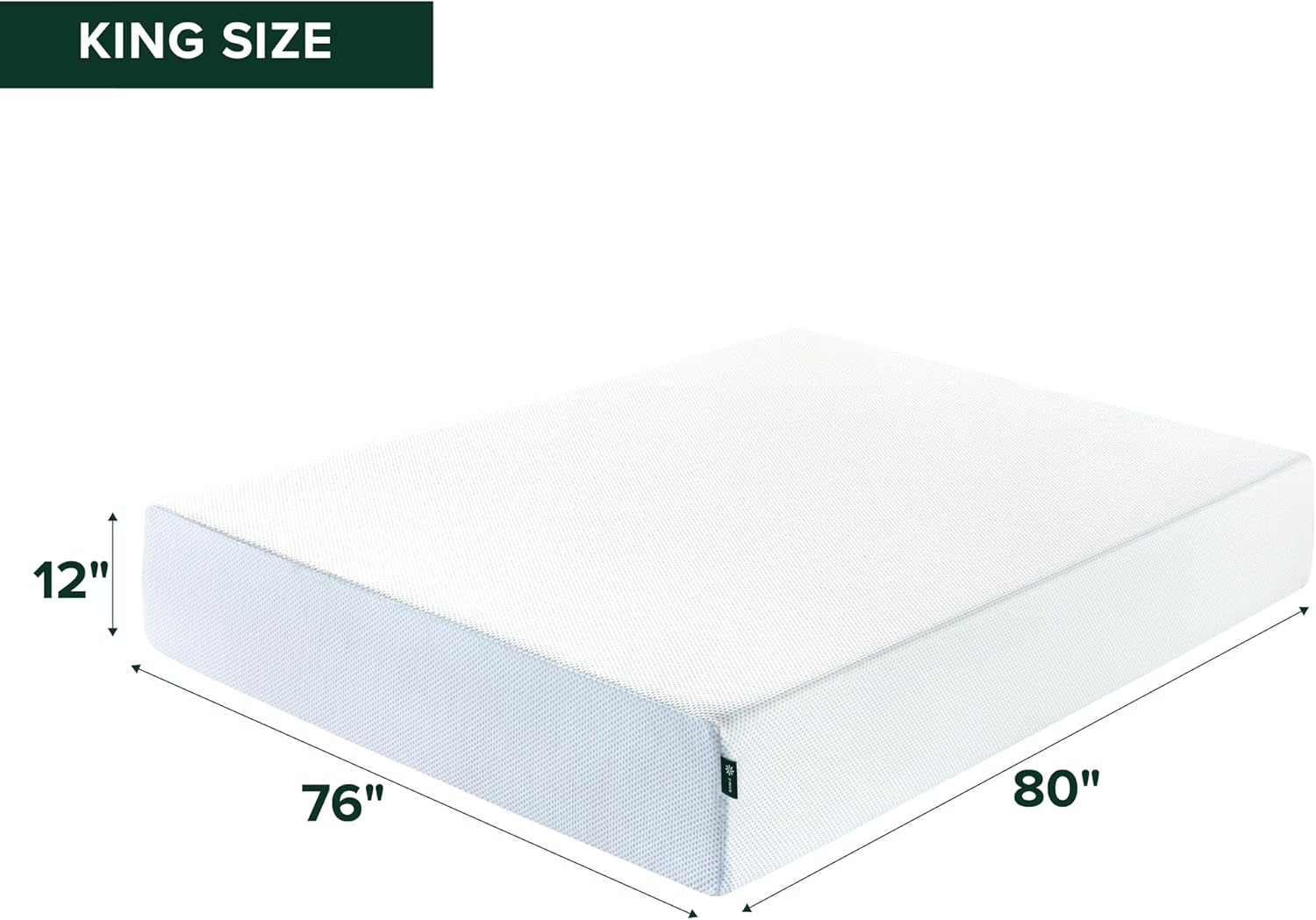 Zinus 12 Inch Green Tea Cooling Memory Foam Mattress New Version, King, Fiberglass Free, Medium Firmness, Cooling Gel Foam, Certified Safe Foams & Fabric, Mattress in A Box