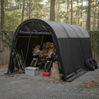 10x15 FT Heavy Duty Carport, Portable Garage with Reinforced All-Steel Frame and Round Style Roof, Anti-Snow All Covered Car Canopy Outdoor Waterproof Storage Shelter for Car,Truck,Boat