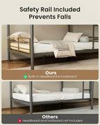 Full Over Full Bunk Bed, Convertible into 2 Full Beds, Heavy-Duty Metal Bed Frame with Safety Full-Length Guardrails & EVA Padded Ladder for Adults, Teens, Kids, No Box Spring Needed, Black