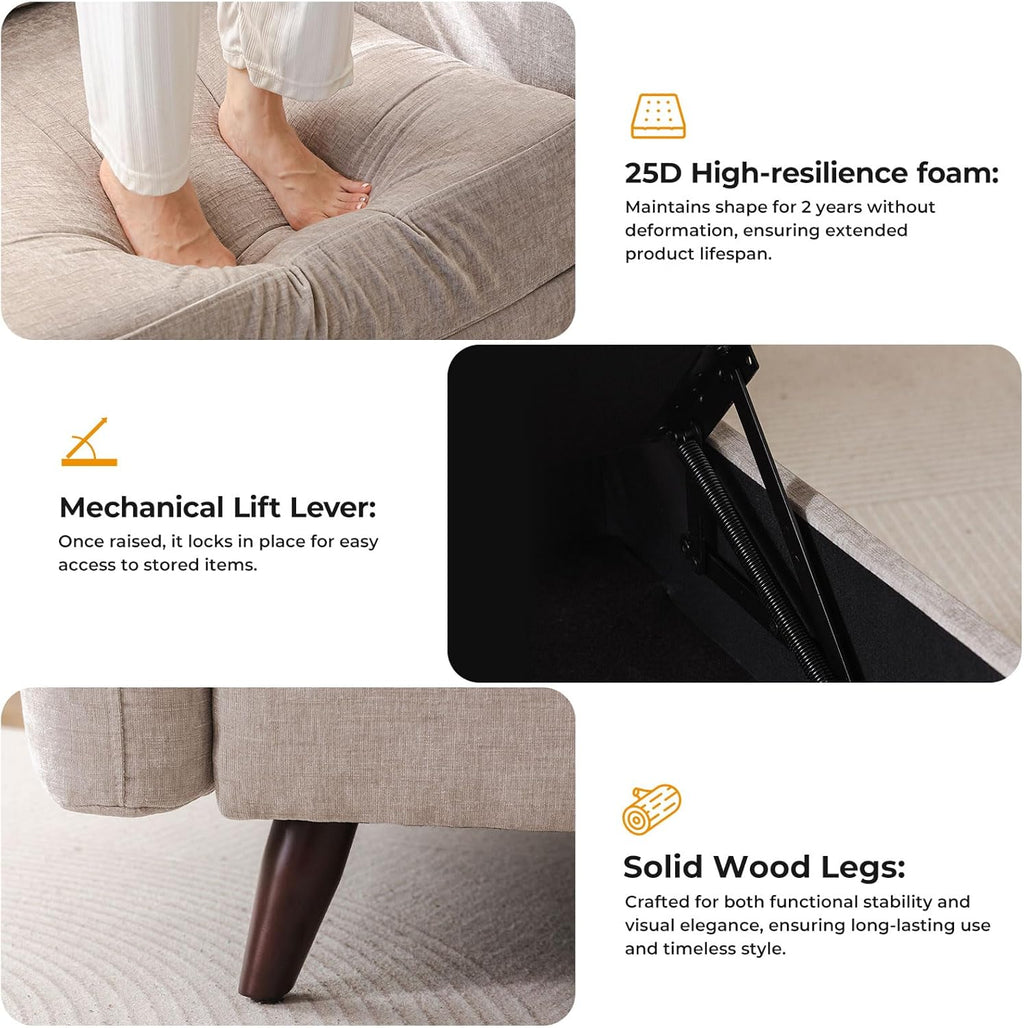 104'' Modular Sectional Sofa with Seats Storage,Oversized L Shaped Couch with Deep Seat,3-Seater Comfy Cloud Couches for Living Room, Movable Ottoman,Chenille,Khaki