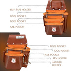 Heavy Duty 17 Pocket Carpenter Leather Tool Belt Set | Combo Multipurpose Framing Tool Belt Work Organizer Bags | Tool Belts For Men Construction Tools Rigs (Maroon, Standard)