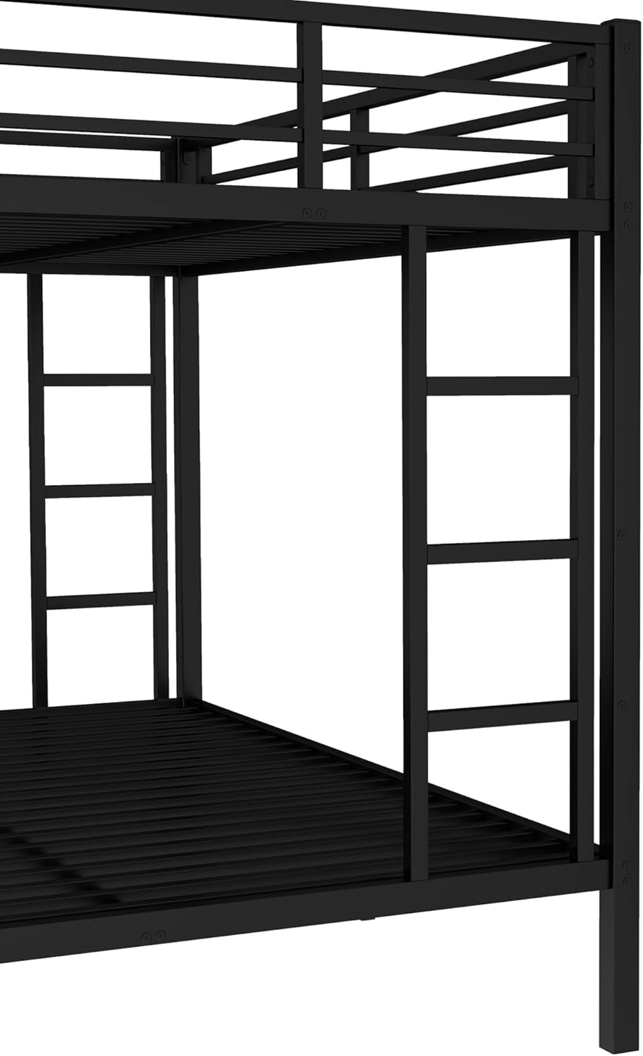 Bellemave Metal Twin XL Over Queen Bunk Bed for Adults/Kids,Heavy Duty Adults Bunk Beds with Guardrail & Ladders,Queen Size Bunk Beds for Teens,Black