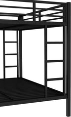 Bellemave Metal Twin XL Over Queen Bunk Bed for Adults/Kids,Heavy Duty Adults Bunk Beds with Guardrail & Ladders,Queen Size Bunk Beds for Teens,Black