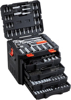 VEVOR Mechanics Tool Set, 297-Piece Mechanic Tool Kit, 1/4 in, 3/8 in, and 1/2 in Drive, SAE and Metric Socket Set, Wrenches, Screwdriver Bits, Accessories, and Storage Case, for Automotive Repair