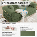 Convertible Folding Sofa Bed, Modern Futon Sleeper Sofa Fold Out Couch Bed with Gold Fixed Frame, Modular Floor Sofas Comfy Corduroy Boneless Couches for Living Room (78" Green)