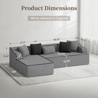 Cloud Sectional Couch for Living Room, 104'' L-Shaped Modular Sofa with Chaise, Modern Corduroy Boneless Couch with Deep Seat, No Assembly Required, Grey