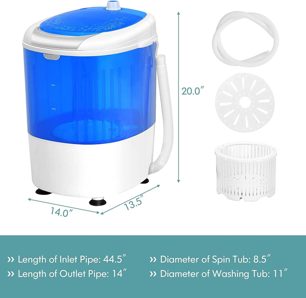 FUTADA Mini Washing Machine with Spin Dryer, Portable Clothing Washer Single Tub Washing Machine, 5.5lbs Washer Blue
