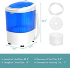 FUTADA Mini Washing Machine with Spin Dryer, Portable Clothing Washer Single Tub Washing Machine, 5.5lbs Washer Blue