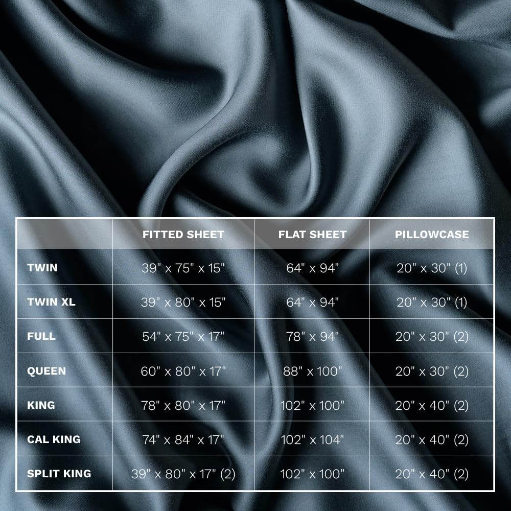 LUXOME Luxury Sheet Set | 100% Viscose from Bamboo | King Size - Ocean | Deep Pockets | 4-Piece Set (Fitted, Flat, 2 Pillowcases)