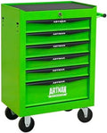 Iron-Top Rolling Tool Chest with Lockable Wheels and Side Handles, 7-Drawer Tool Storage Cabinet with Ball Bearing for Garage, Repair Shop, Required Assembly, Large Storage Capacity (Iron, 6-Green)